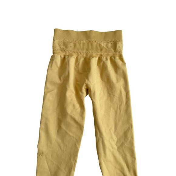 GYMSHARK Marigold Yellow Crochet Trim Crop Leggings Tights Size Small - Picture 3 of 7